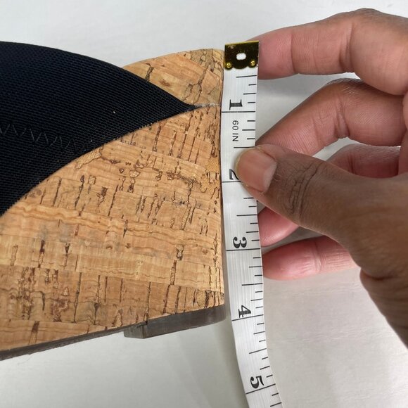 Aerosoles Party Plush Women's Black Stretch Open Toe Cork Wedge Sandal Size 9 - Picture 9 of 10